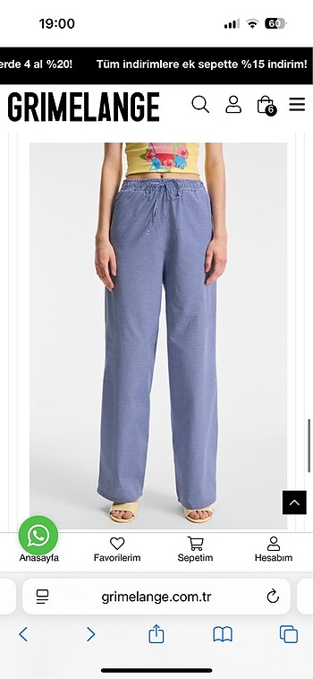 Desenli keten pantalon geniş paça mavi