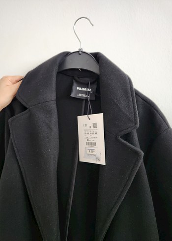Pull and Bear Siyah Uzun Kışlık Kaban