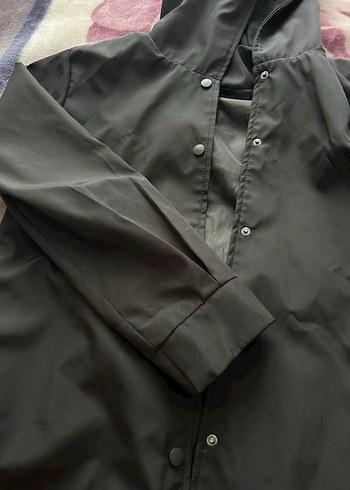 Düğmeli Siyah trençkot - Görsel 4