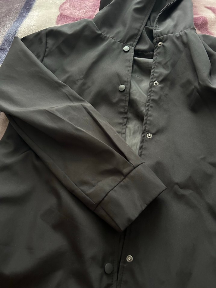 Düğmeli Siyah trençkot - Görsel 4