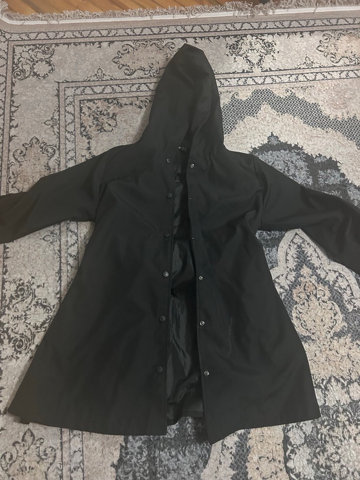 Düğmeli Siyah trençkot - Görsel 2