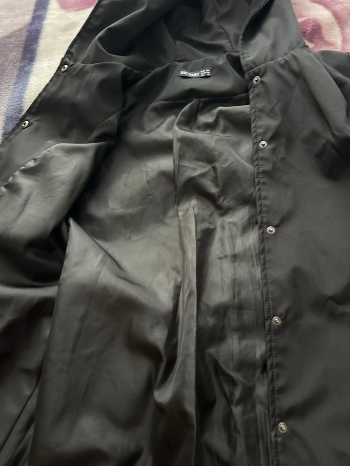 Düğmeli Siyah trençkot - Görsel 5