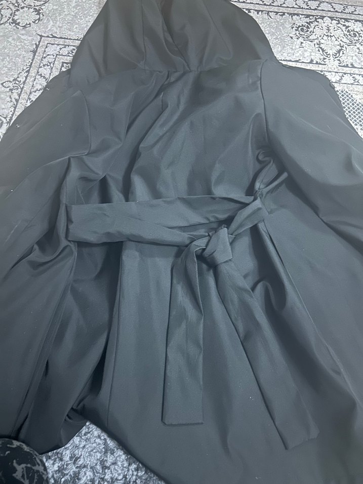 Düğmeli Siyah trençkot - Görsel 3