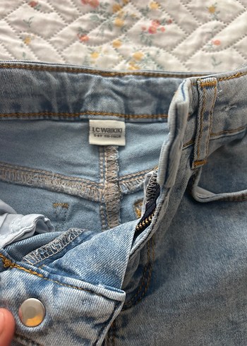 3 adet beli lastikli Gri Mavi Midi Kot Pantolon - Görsel 3