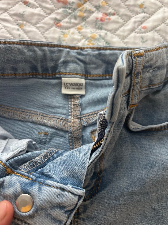 3 adet beli lastikli Gri Mavi Midi Kot Pantolon - Görsel 3