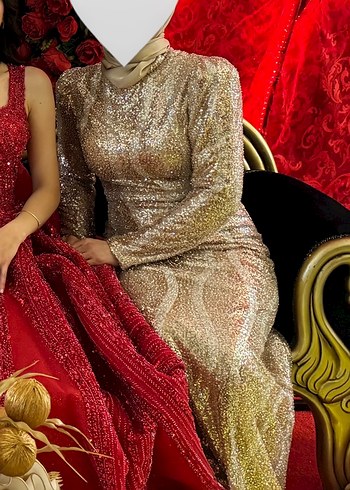 42 Beden GOLD TESETTÜR ABİYE ELBİSE