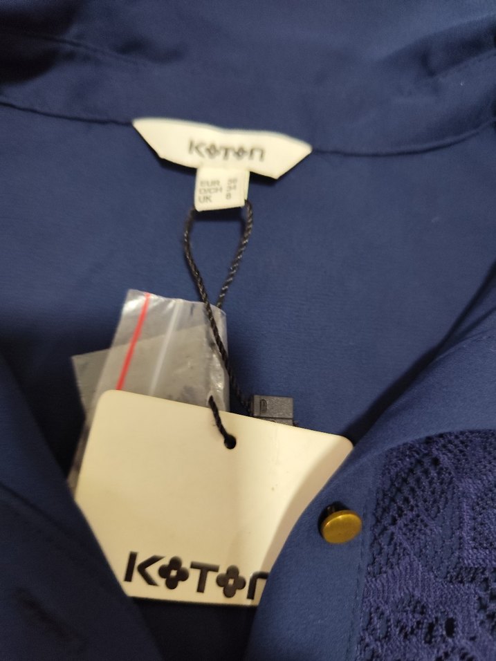 Düğmeli Lacivert Bohem Kadın Gömlek - Görsel 3