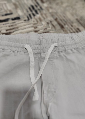 gri Rahat Kesim Keten Kadın Pantolon - Görsel 2