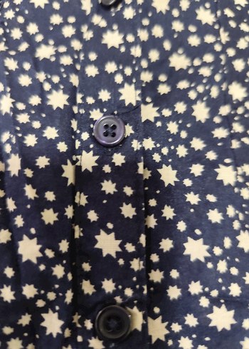 Bohem Kısa Kollu Düğmeli Lacivert Gömlek - Görsel 3