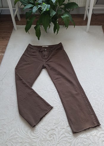 Stradivarius kahverengi keten pantolon