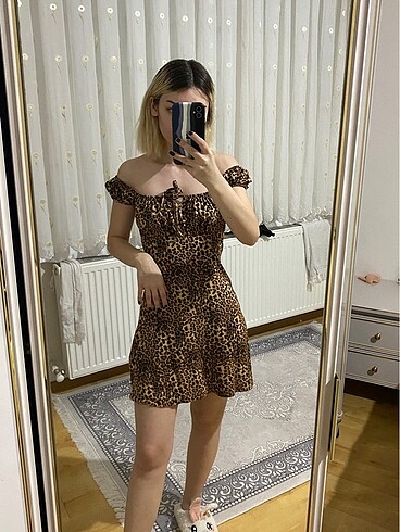 Zara leopar kısa elbise