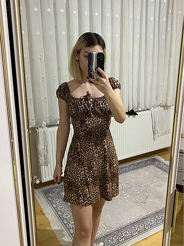 s Beden Zara leopar kısa elbise