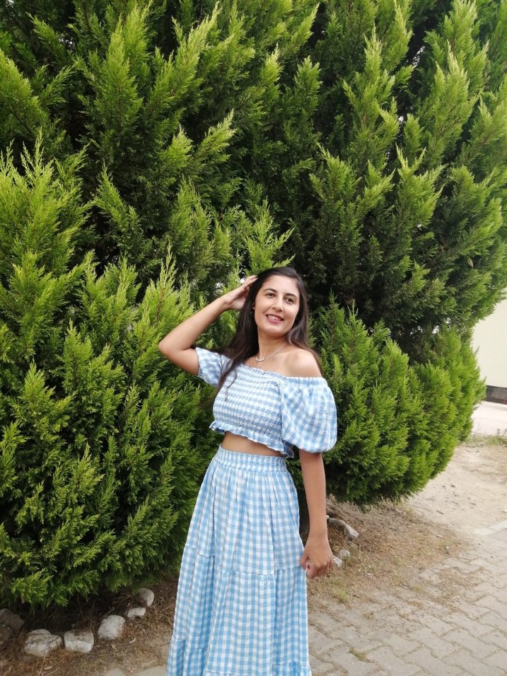 Kadın Mavi Uzun Bohem Elbise - Görsel 2