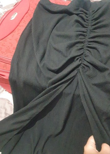 Drapeli Siyah Midi Kadın Etek - Görsel 2