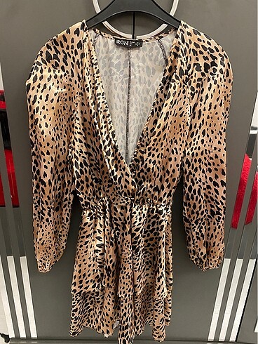 m Beden Leopar desen elbise