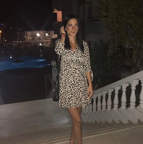 Leopar desenli elbise