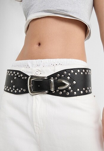 Beden siyah Renk stradivarius zımbalı geniş kemer