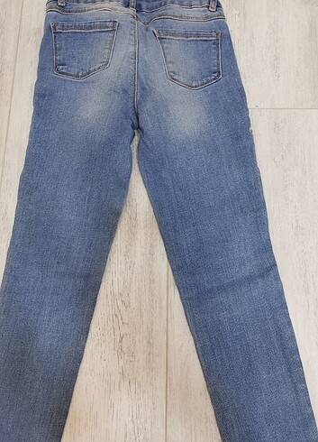 Kız çocuk çiçekli kot pantolon - Görsel 6