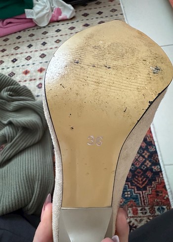 Bej Süet Stiletto Topuklu Kadın Ayakkabı - Görsel 3