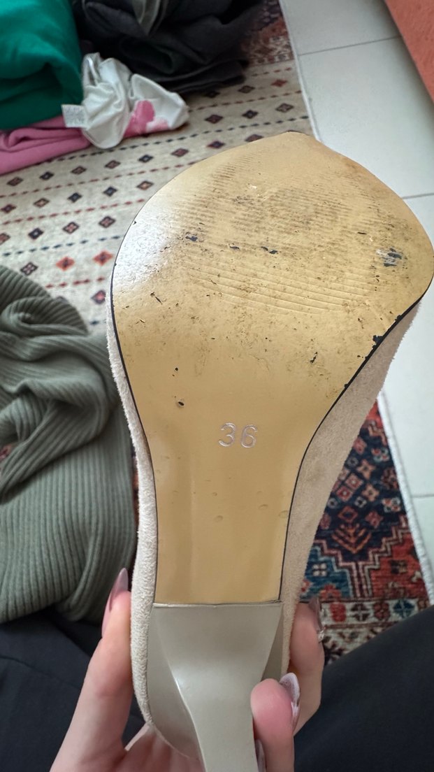 Bej Süet  Stiletto Topuklu Kadın Ayakkabı - Görsel 3