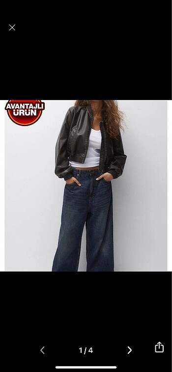 PULL AND BEAR BOMBER DERİ CEKET