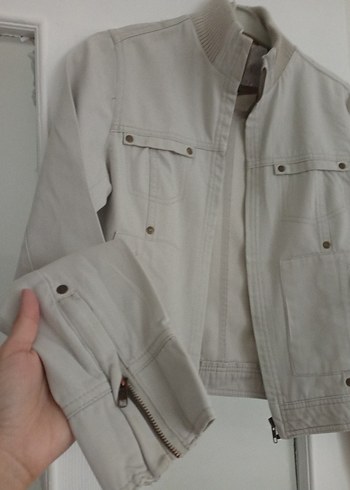 LC Waikiki Bej Kadın Denim Ceket, Regular Fit, Uzun Kollu