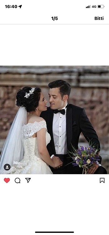 36 Beden beyaz Renk Gelinlik