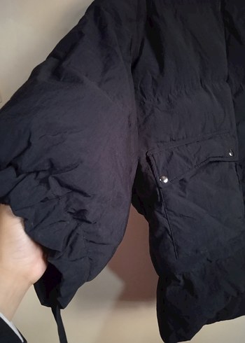 Diğer Siyah Midi Kadın Kışlık Fermuarlı Mont