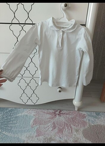 4 Yaş Beden beyaz Renk Kız bebek çocuk beyaz yaka detay bluz