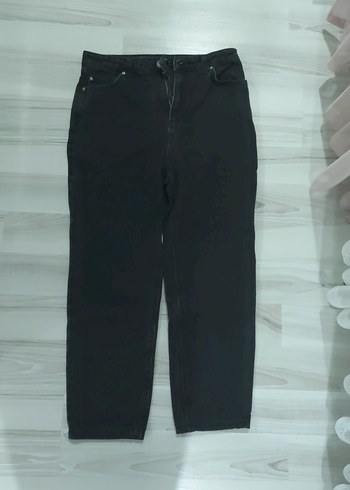 Siyah Midi Boy Kadın Denim Pantolon mom.jean