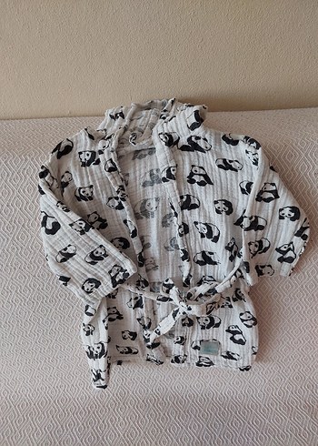 Erkek Çocuk Gri Desenli Bornoz - Görsel 14