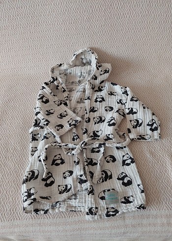 Erkek Çocuk Gri Desenli Bornoz - Görsel 12