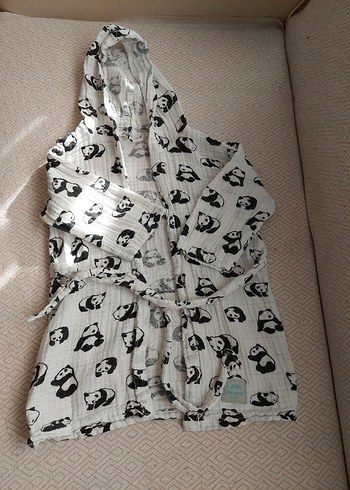 Erkek Çocuk Gri Desenli Bornoz - Görsel 5