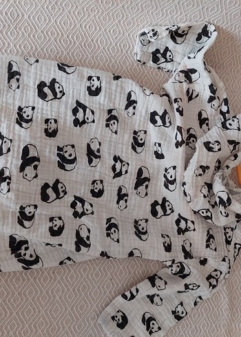 Erkek Çocuk Gri Desenli Bornoz - Görsel 6