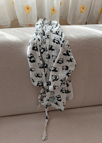 Erkek Çocuk Gri Desenli Bornoz - Görsel 16