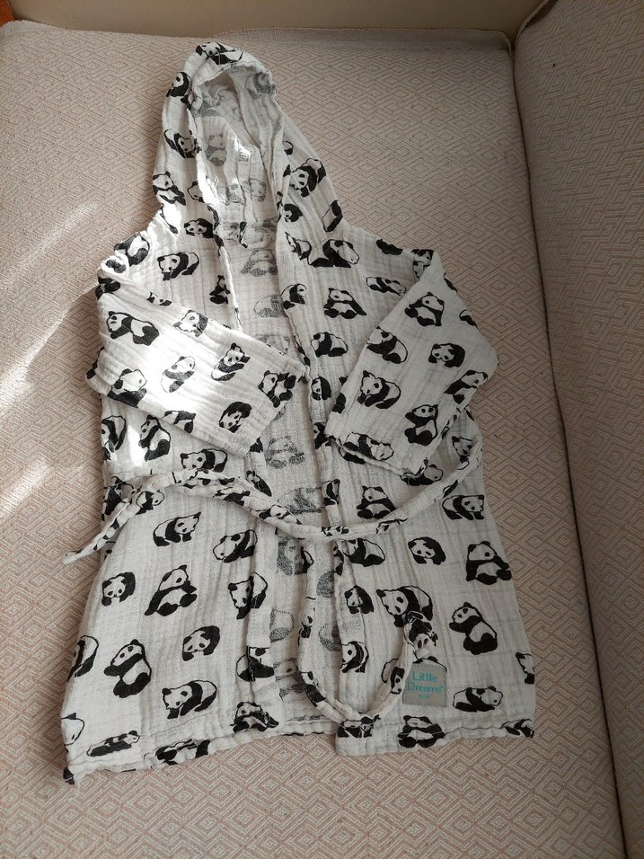 Erkek Çocuk Gri Desenli Bornoz - Görsel 5