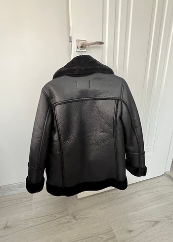 Stradivarius Siyah Deri Kürklü Biker Ceket