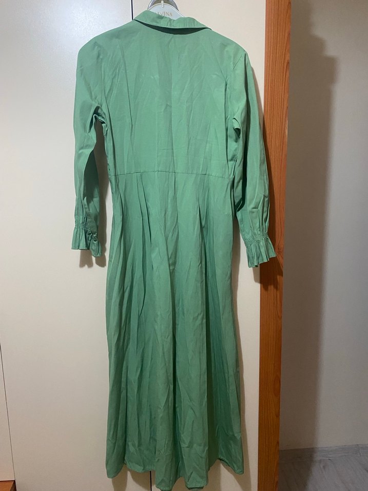 Henza Kadın Yeşil Kuşaklı Uzun Elbise - Görsel 2