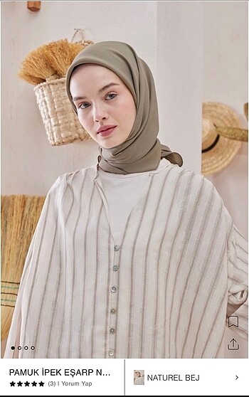 Freshscarfs natürel bej pamuk ipek eşarp