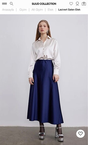 Suud collection saten etek lacivert