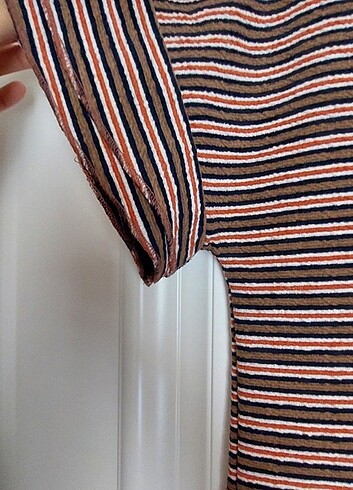 xl Beden kahverengi Renk Pull&bear xl/42 beden çizgili elbise