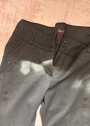 Diğer Düğmeli Gri Kadın Kumaş Pantolon
