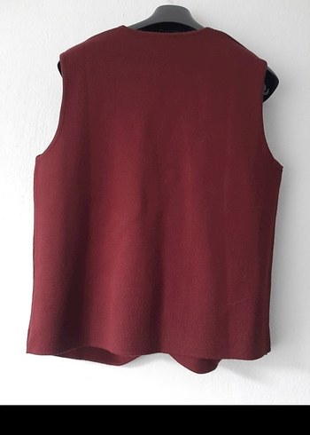 Bordo Düğmeli V Yaka erkek Yelek - Görsel 5