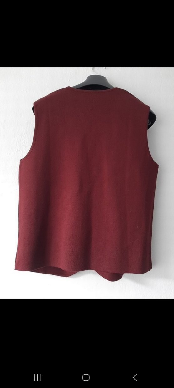 Bordo Düğmeli V Yaka erkek Yelek - Görsel 5