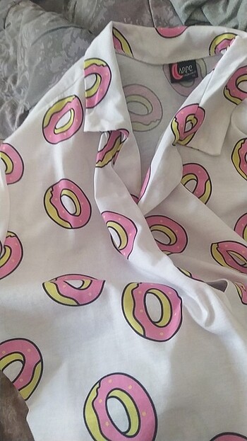 American Vintage Donut desenli gömlek