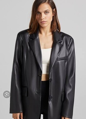 Bershka Bershka deri blazer ceket 