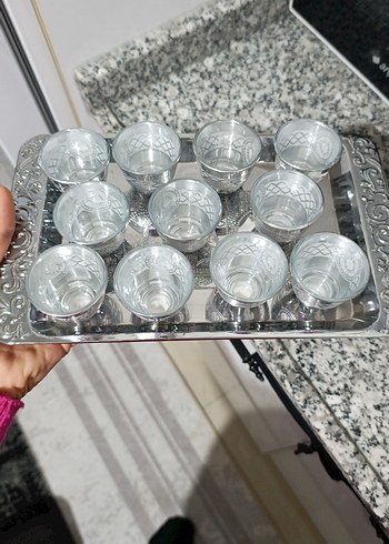 Gümüş Desenli Cam boyama zemzem Fincan seti - Görsel 2