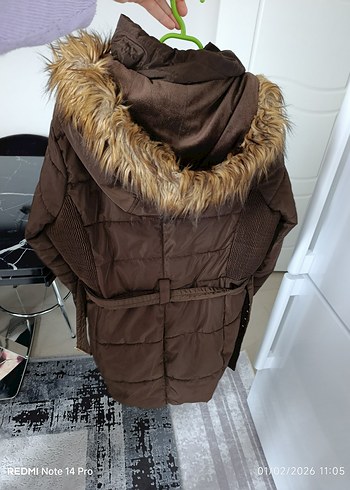 Kahverengi Kürklü Midi Kışlık Kadın Mont - Görsel 2