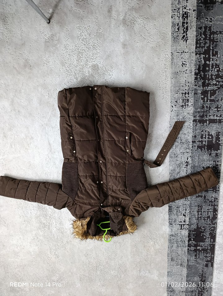 Kahverengi Kürklü Midi Kışlık Kadın Mont - Görsel 3