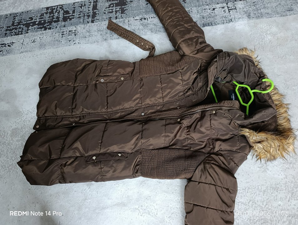 Kahverengi Kürklü Midi Kışlık Kadın Mont - Görsel 4